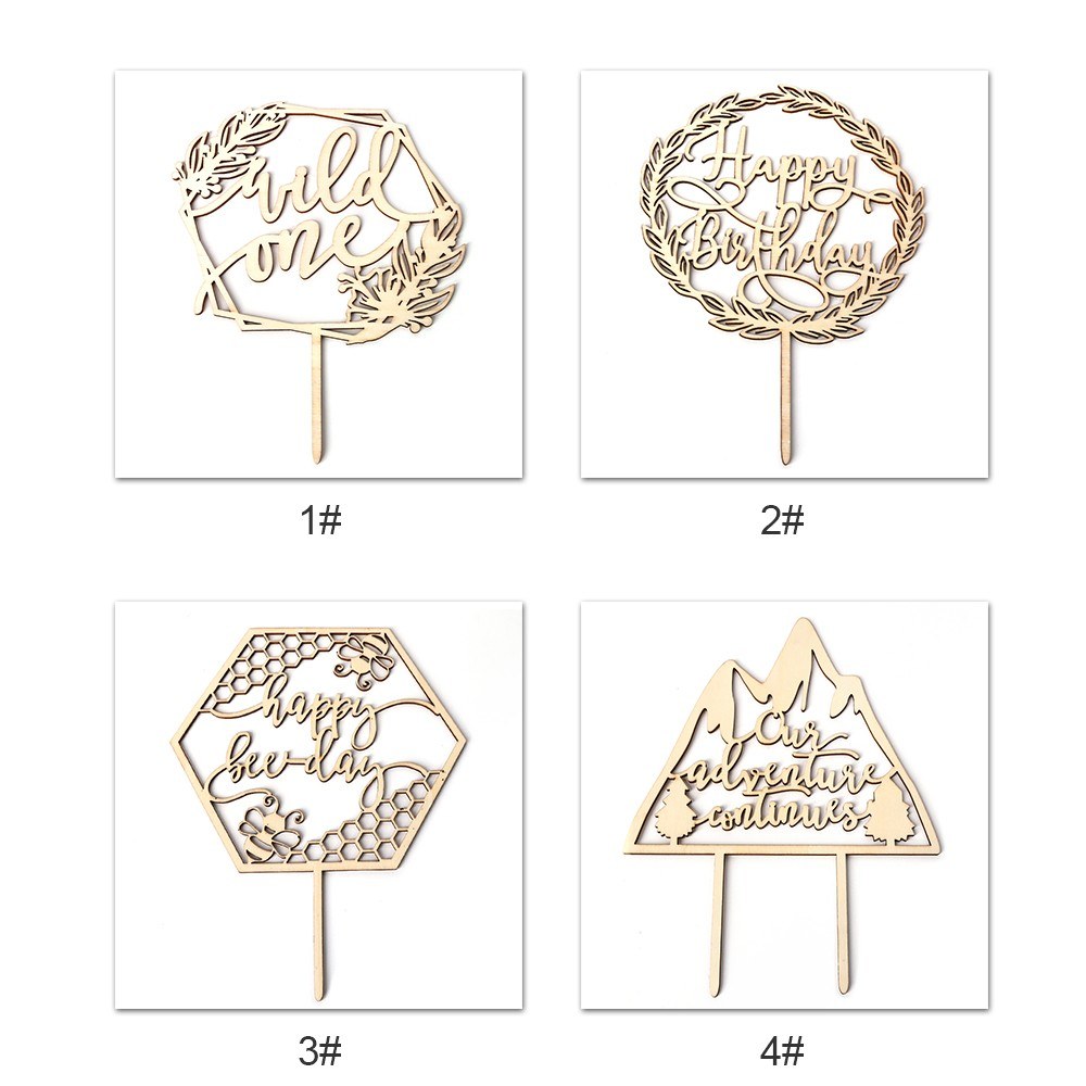 Wooden Cake Topper Small Cake Stand Decorations Rustic Reception Party Celebration Supplies