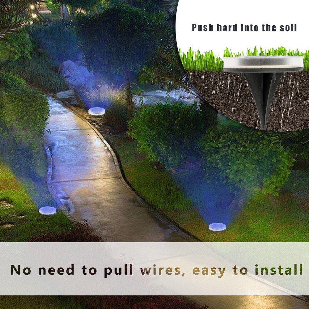 Solar Powered Sensor Lamp Outdoor Waterproof Square Floor Lamps 8LED Landscape Garden Light