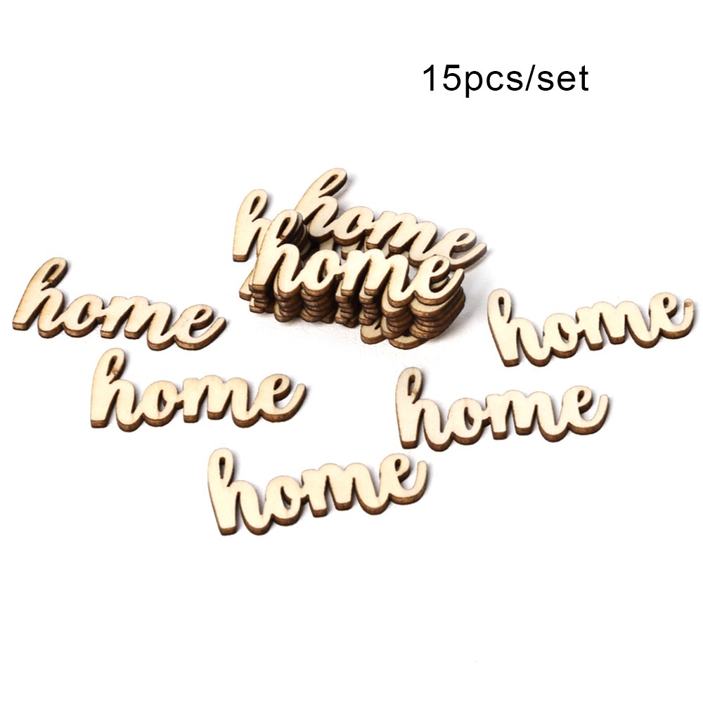 15pcs/set Vintage Rustic Style HOME Wooden Table Stand Sign Ornaments DIY Wedding Party Decoration Board