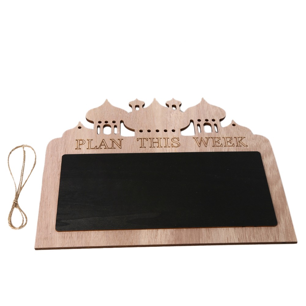 Wooden Rustic Eid Mubarak Memo Board Hanging Message Plaque Ramadan Chalkboard Signs Table Decoration Home Accessories