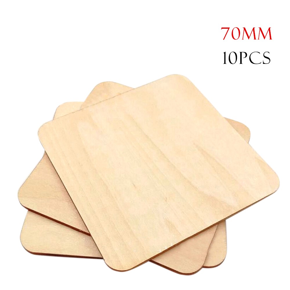 10Pcs 70mm Square Rounded Corners DIY Environmental Protection Wooden Interlayer Wood Chip