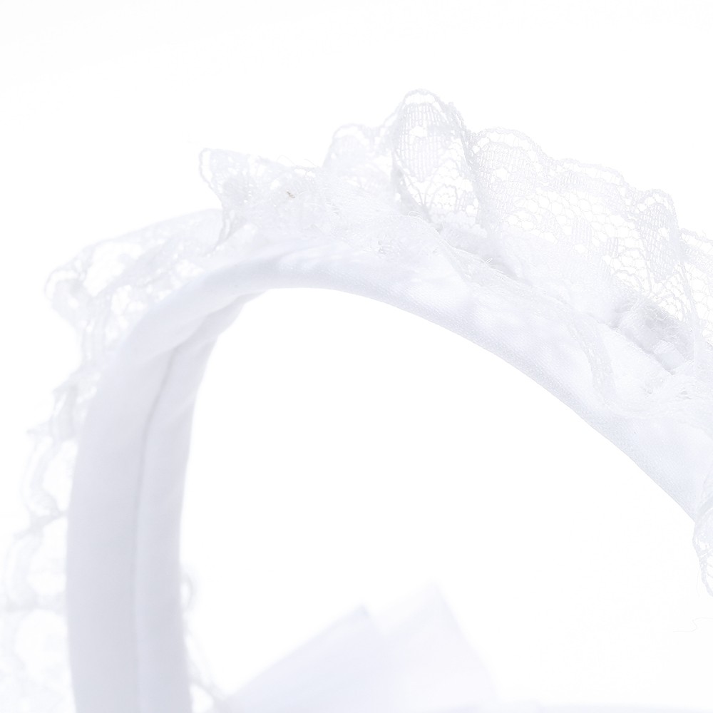 White Satin Lace Wedding Flower Girl Basket with Bowknots Decoration Wedding Supplies