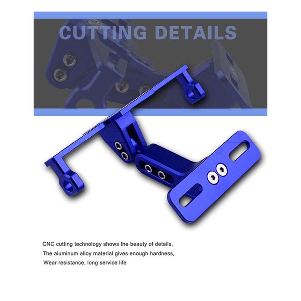 Universal CNC Motorcycle Adjustable Angle Aluminum License Number Plate Frame Holder Bracket Blue