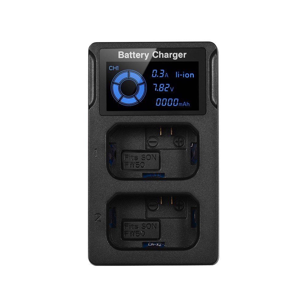 Portable Dual Slot USB Camera Battery Charger with LCD Display Quick Camera Battery Charger for Sony FW50 Batteries Camera Accessories for Sony A6300 6500 A7M2 R2