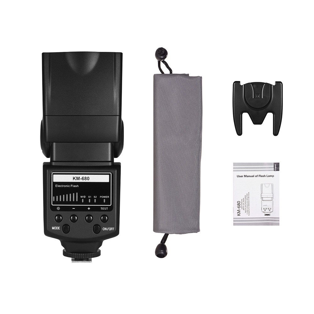 Professional On-camera Flash Light Speedlite Speedlight with Adjustable Brightness LED Fill Light Hot Shoe Mount Light Stand for Canon Nikon DSLR Cameras