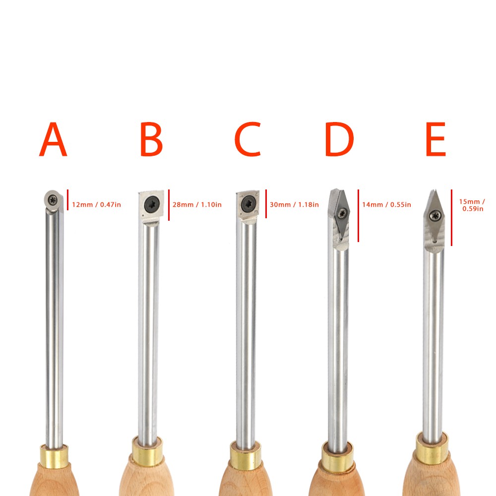 Alloy Steel Lathe Wood Turning Tool Carbide Insert Wrench Cutter Tools Square Shank With Wood Handle Woodworking Tool