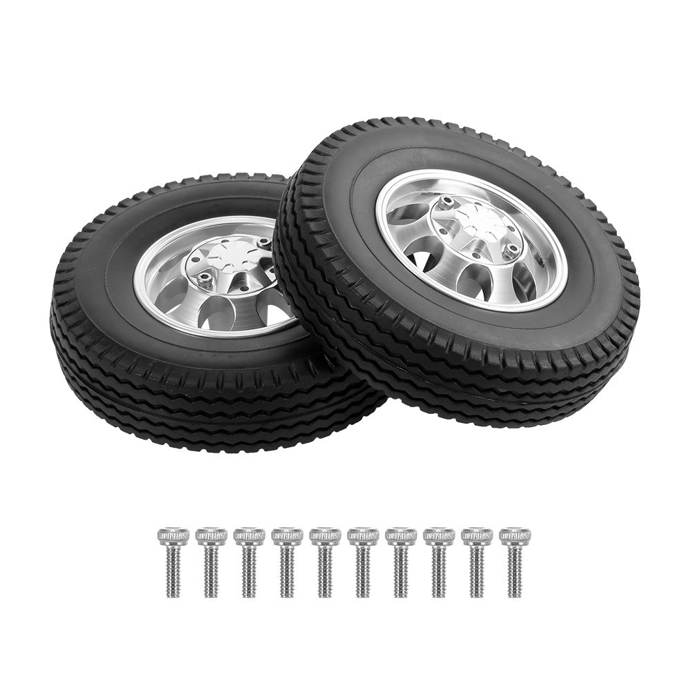 2pcs Trailer Front Wheels with 7 Spokes Aluminum Alloy Hubs for 1/14 Tamiya Tractor Truck RC Climber Trailer