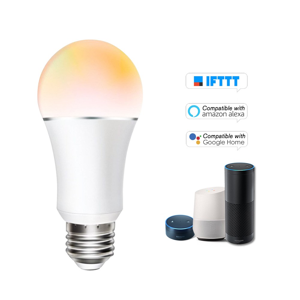 V6 Smart WIFI LED Bulb RGB+C+W LED Bulb 11W E27 Dimmable Light Phone Remote Control Group Control Compatible with Alexa Google Home Tmall Genie Voice Control Light Bulb