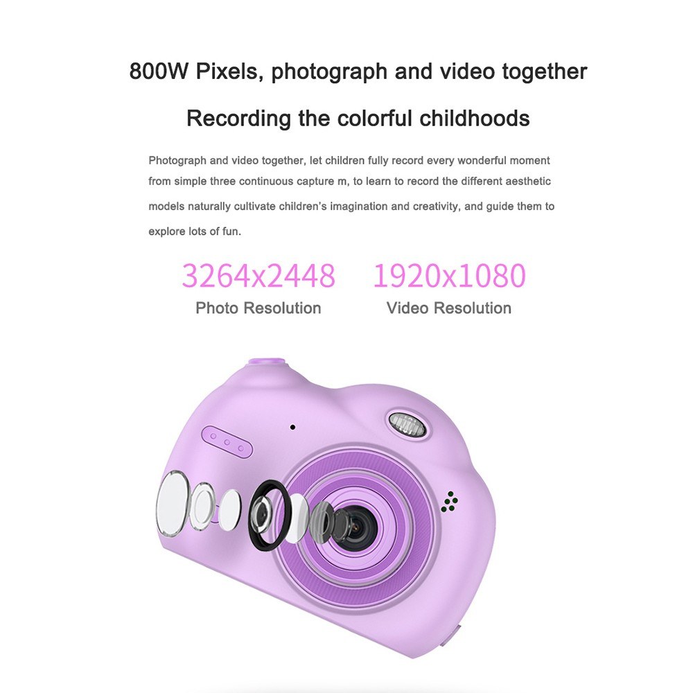 Portable Intelligent Focus Mode Large Screen Children Camera Cartoon Mini Dual Lens Digital Camera For Children Without Storage Card