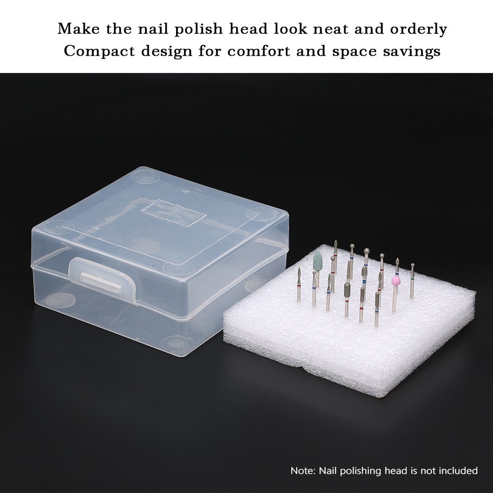 100-hole Grinding Head Storag Box Nail Drill Bits Holder for Nail Products Nail Tool Storage Compact Convenient Transparent