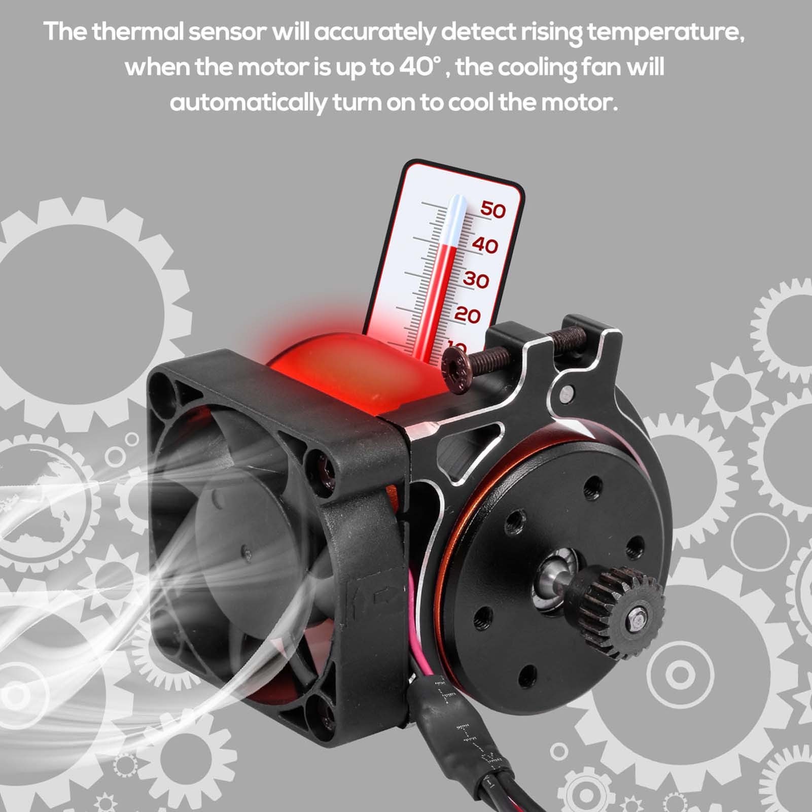 RC Car Motor Heatsink Cooling Fan with Thermal Sensor CNC Aluminum Alloy Clamp Heatsink for 4268 4274 Motors 1/8 1/10 Buggy Cars