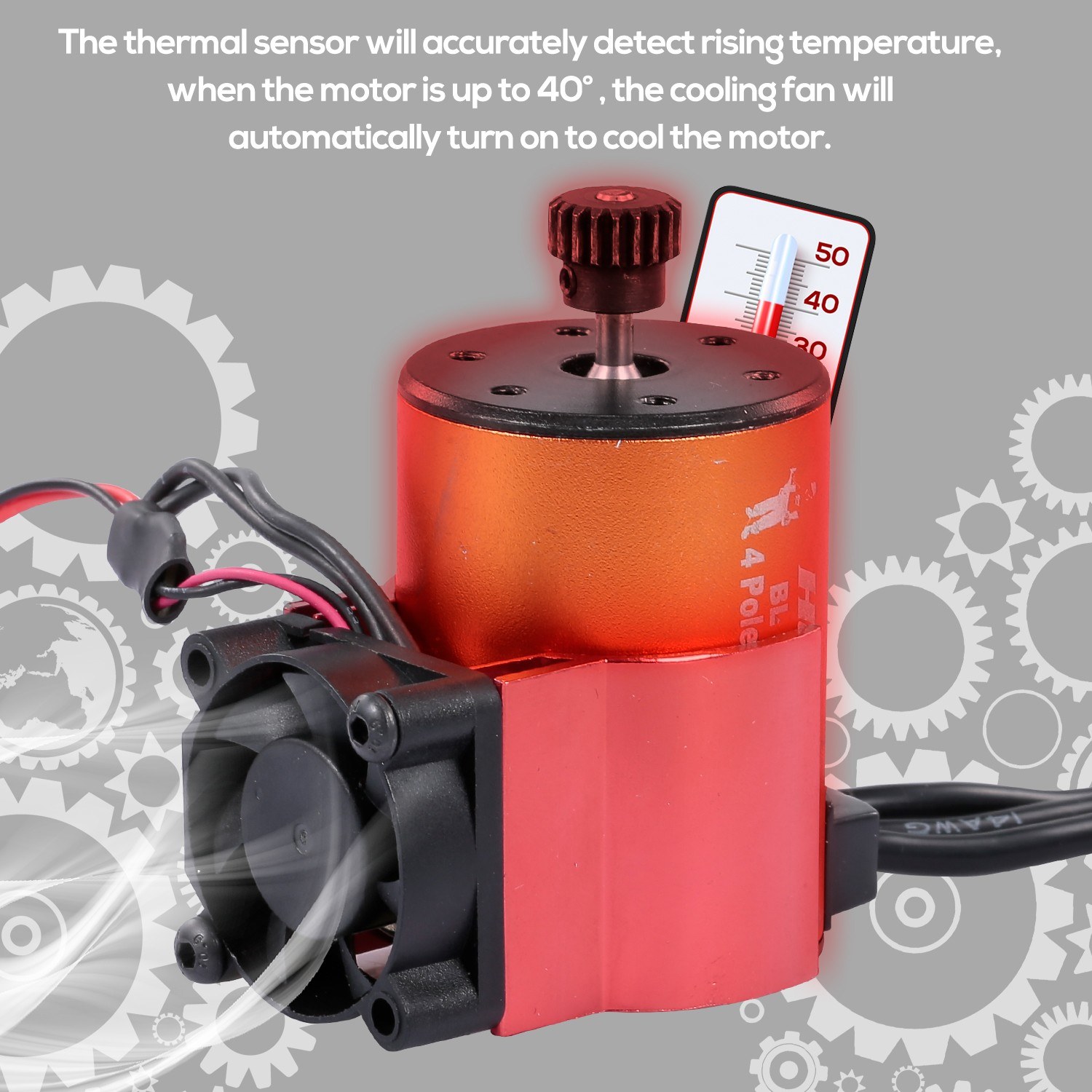 RC Car Motor Heatsink 550 540 Motor Cooling Fan with Thermal Sensor CNC Aluminum Alloy Heatsink for Traxxas Hsp Redcat Rc4wd Tamiya Axial SCX10 D90 HPI Car