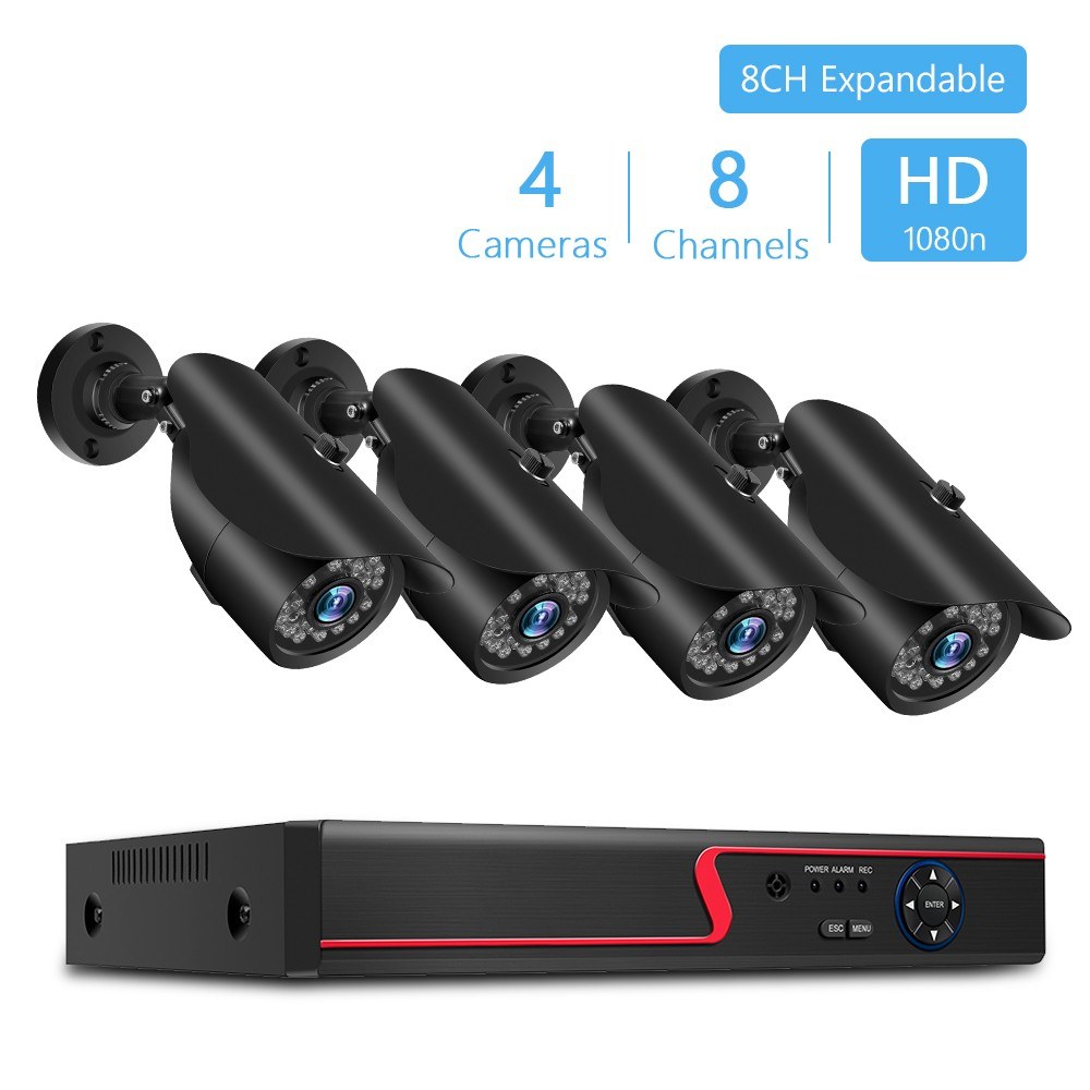 8 Channel Digital Video Recorder + 4pcs 1080P Cameras with Home Security and Surveillance System Built-in