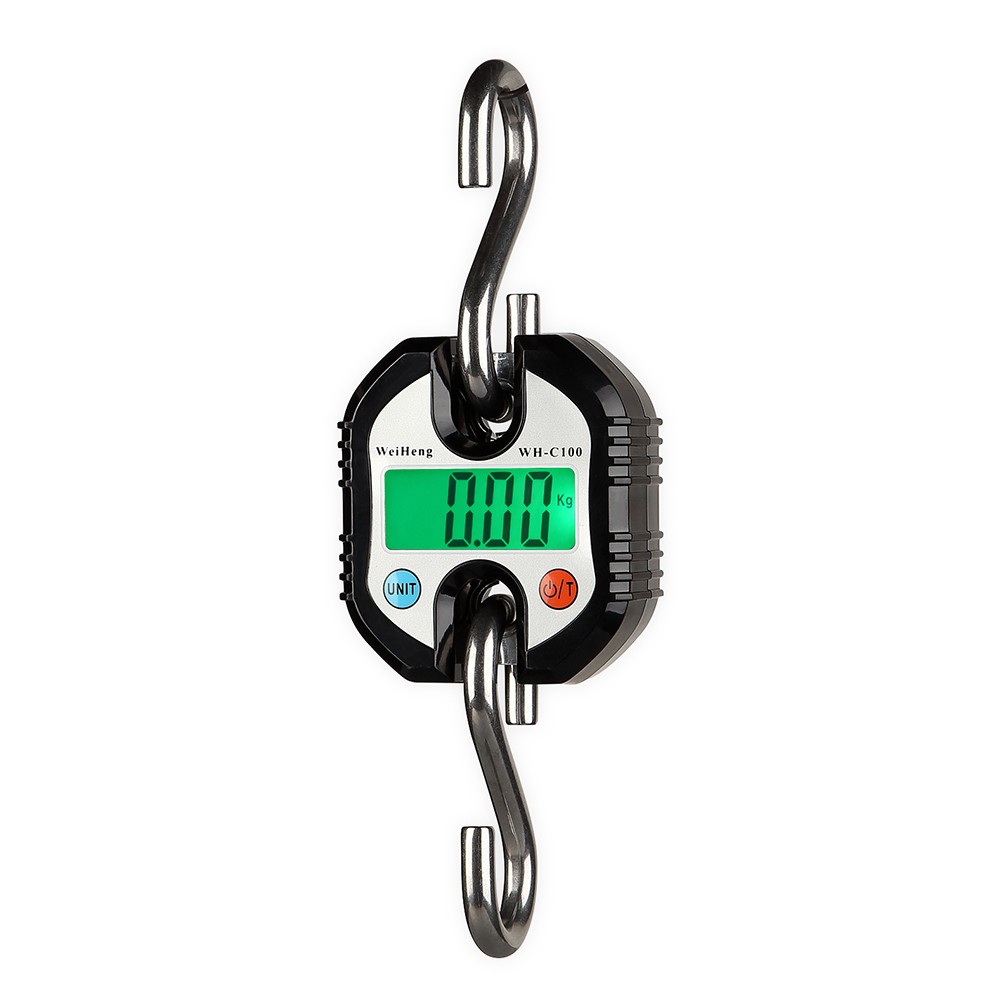 WeiHeng WH-C100 Mini Heavy Duty Electronic Digital Stainless Steel Hook Scale Hanging Crane Scale LCD Loop Weight Balance 150kg Double Accuracy