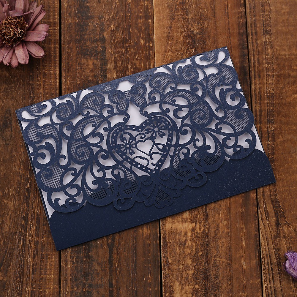 10pcs Love Pattern Pearl Paper Floral Invitation Cards Invitation Holders for Wedding Birthday Party Anniversary