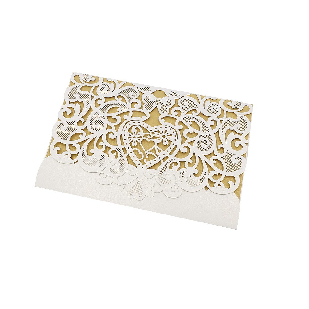 10pcs Love Pattern Pearl Paper Floral Invitation Cards Invitation Holders for Wedding Birthday Party Anniversary