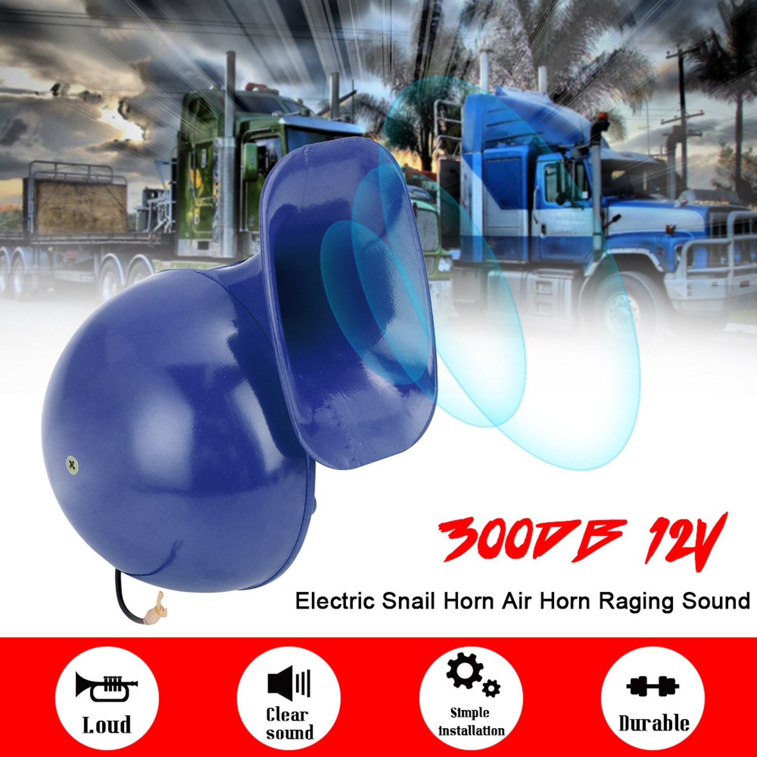 Loud 170DB 12V  Electric Snail Horn Air Horn Raging Sound For Car Motorcycle Truck Boat Crane