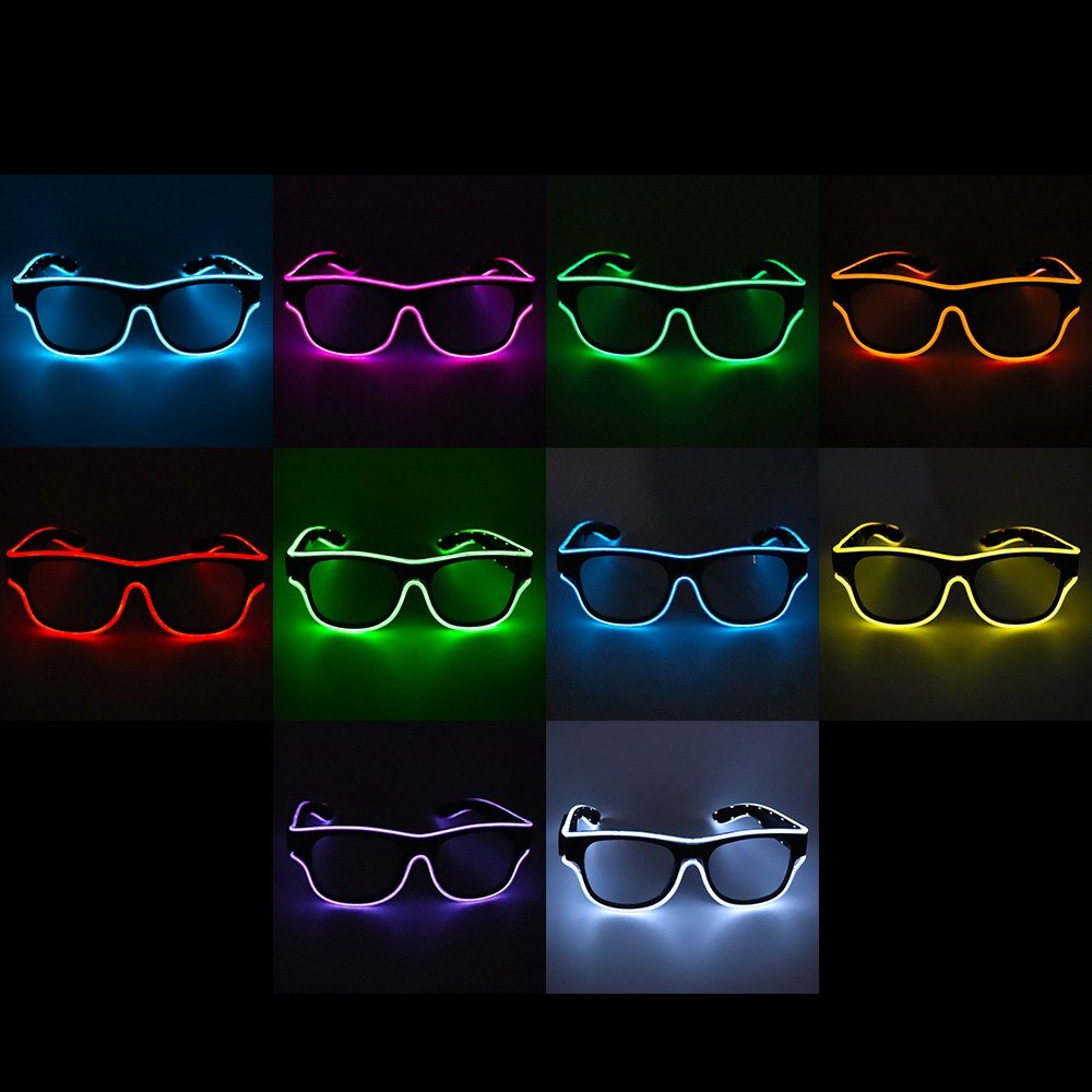 YJ012 LED Glasses 10 Colors Optional Light Up EL Wire Glasses USB Charge Twinkle Glowing Party Club Holiday Bar Decorative Glasses