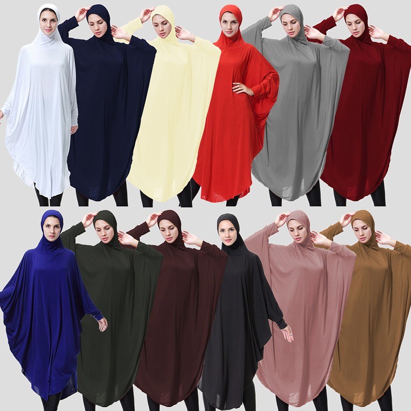 Muslim Women Long Hijab Islamic Ramadan Arab Solid Color Lady Scarf Headscarf Middle East Robe with Hood Hijabs Dress