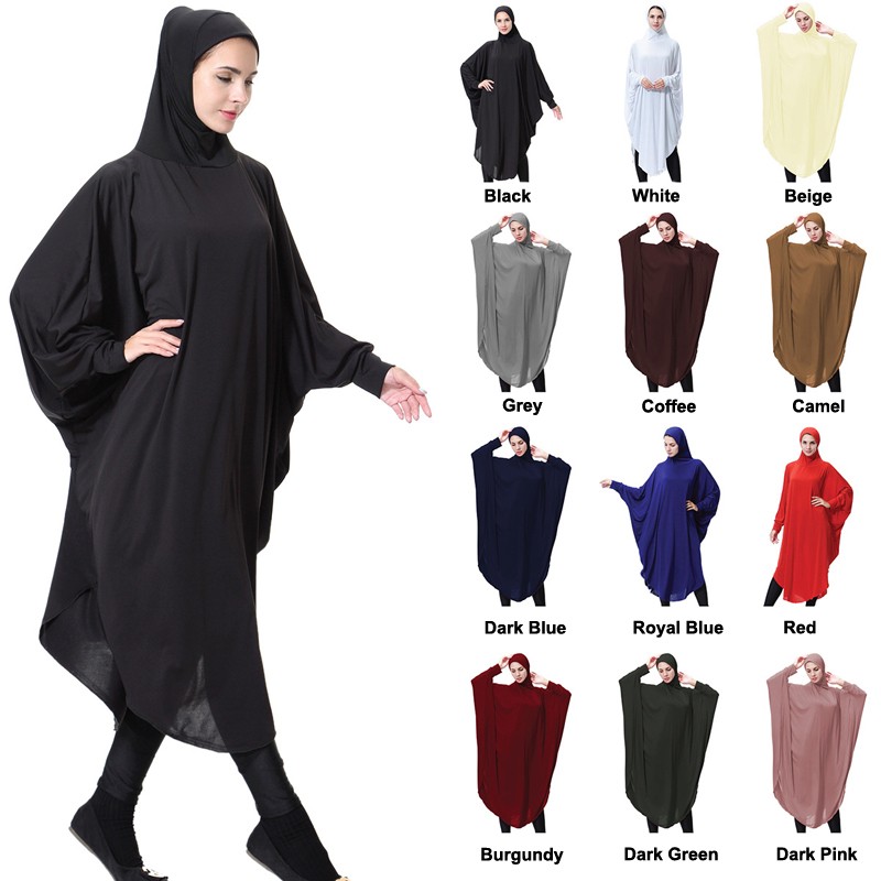 Muslim Women Long Hijab Islamic Ramadan Arab Solid Color Lady Scarf Headscarf Middle East Robe with Hood Hijabs Dress