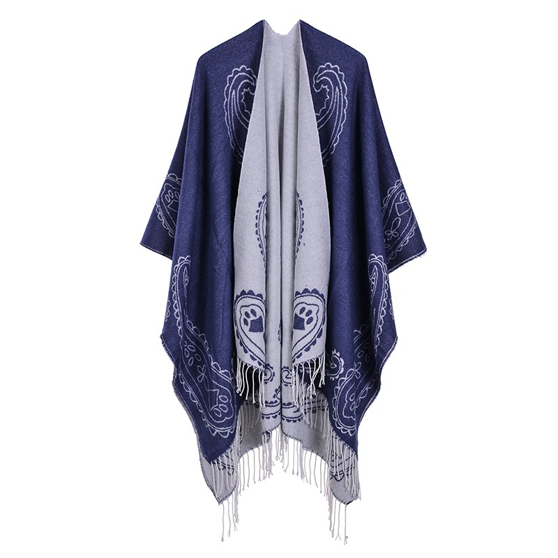 Women Vintage Poncho Scarf Cardigan Paisley Tassels Warm Cape Shawl Long Scarves Pashmina Outwear