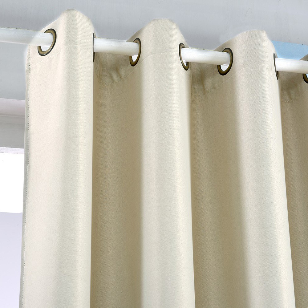 Thermal Insulated Solid Grommet Blackout Curtains Drape for Living Room (Beige,1Panel,39x98in)