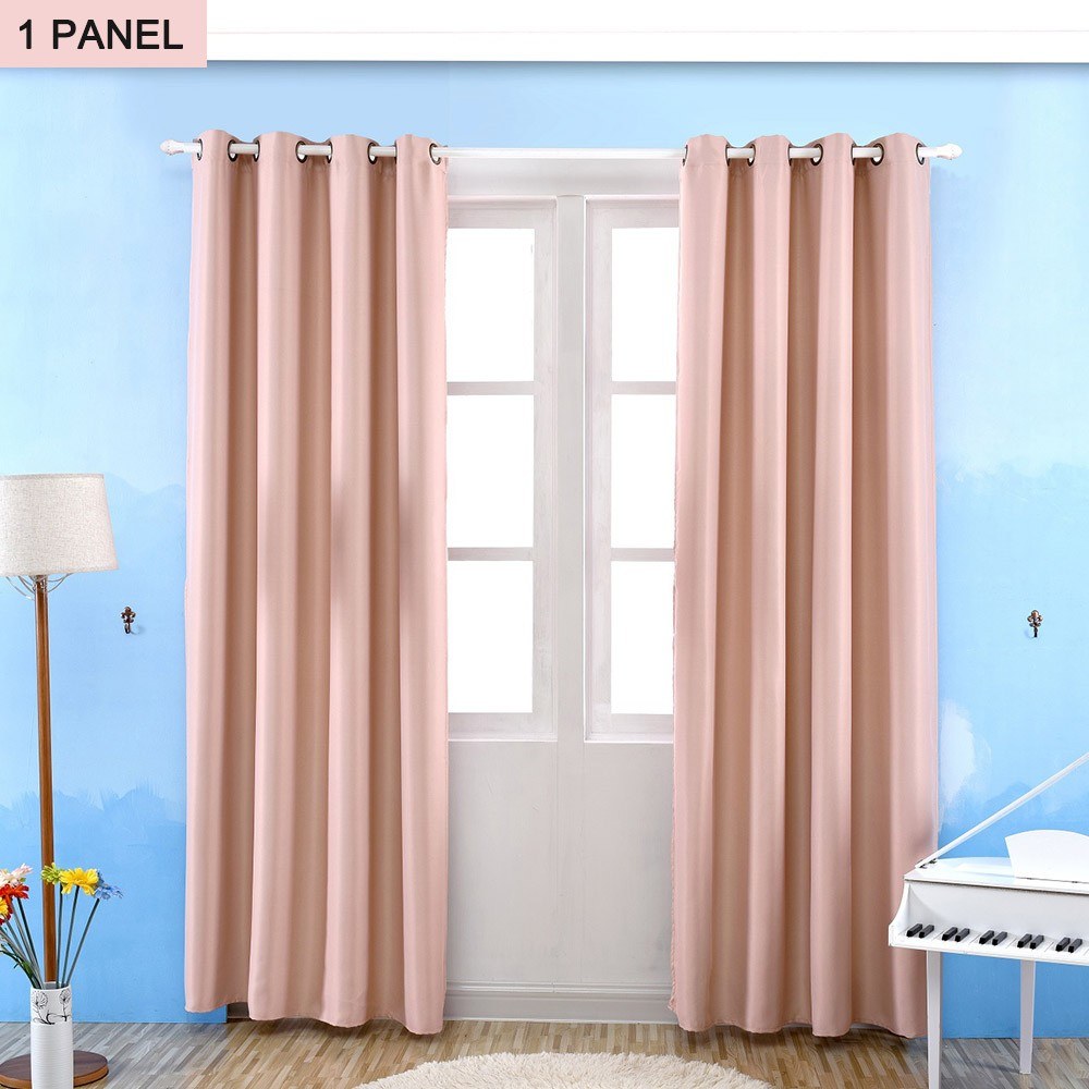 Thermal Insulated Solid Grommet Blackout Curtains Drape for Living Room (Pink,1Panel,39x98in)