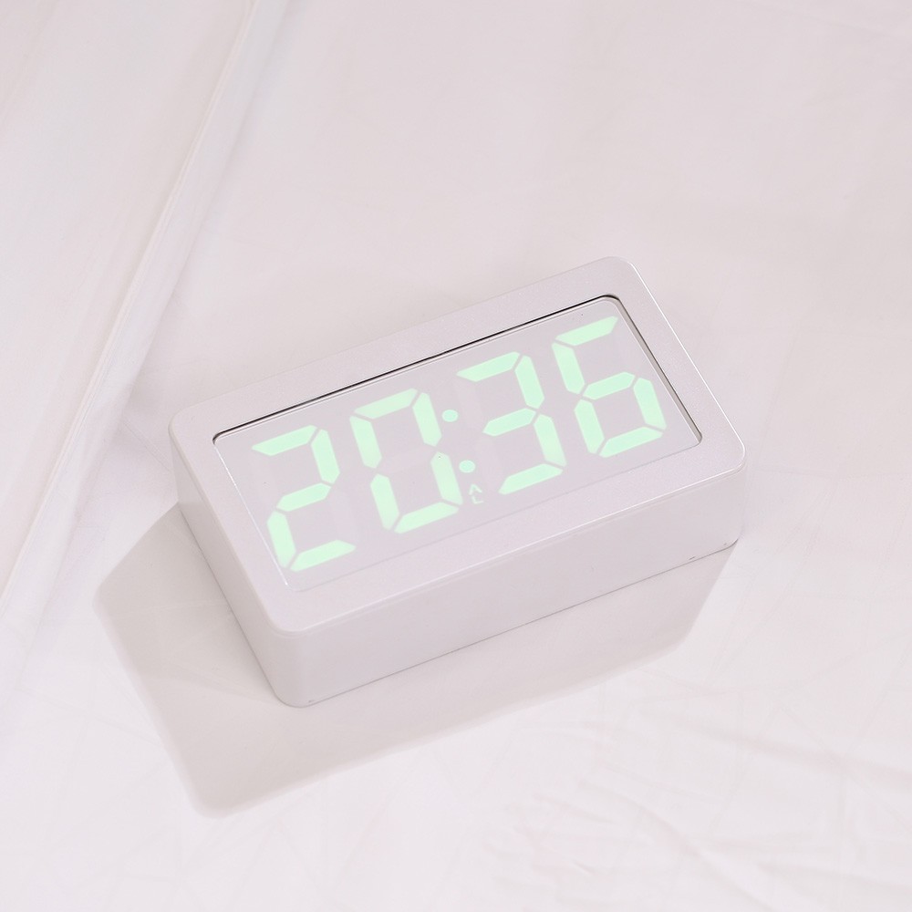 USB/Battery Powered Digital RGB LED Alarm Clock Time/Temperature/Date Display 115-Color Changing 3-Level Brightness Sound Control Desktop Alarm Clock--White