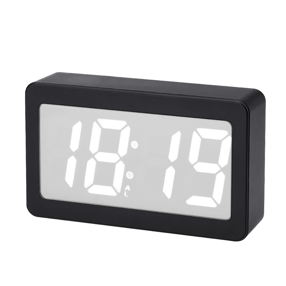 USB/Battery Powered Digital RGB LED Alarm Clock Time/Temperature/Date Display 115-Color Changing 3-Level Brightness Sound Control Desktop Alarm Clock--Black