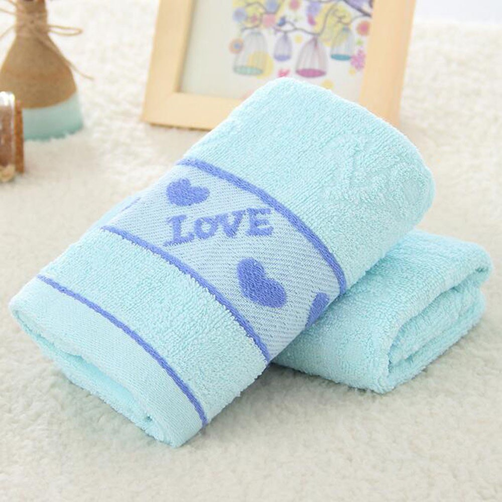 1Pcs Face Towel Cotton Blends Solid Color Love Pattern Supper Comfy Towel 73*33cm