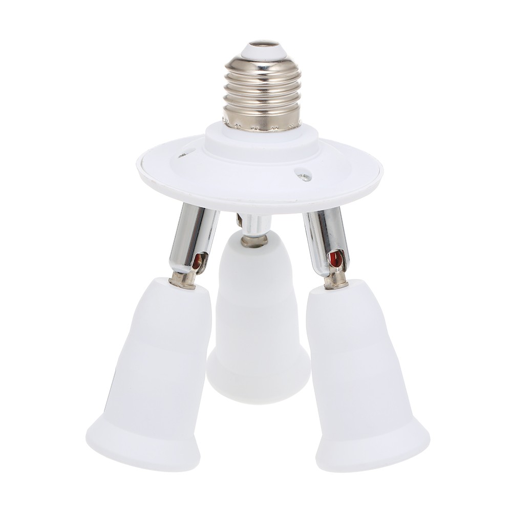 3 in 1 Light Socket Splitter E26/27 Adapter Converter for Standard LED Bulbs Vertical 180° Adjustable Horizontal 360° Adjustable Bendable Max 60W Socket Extender