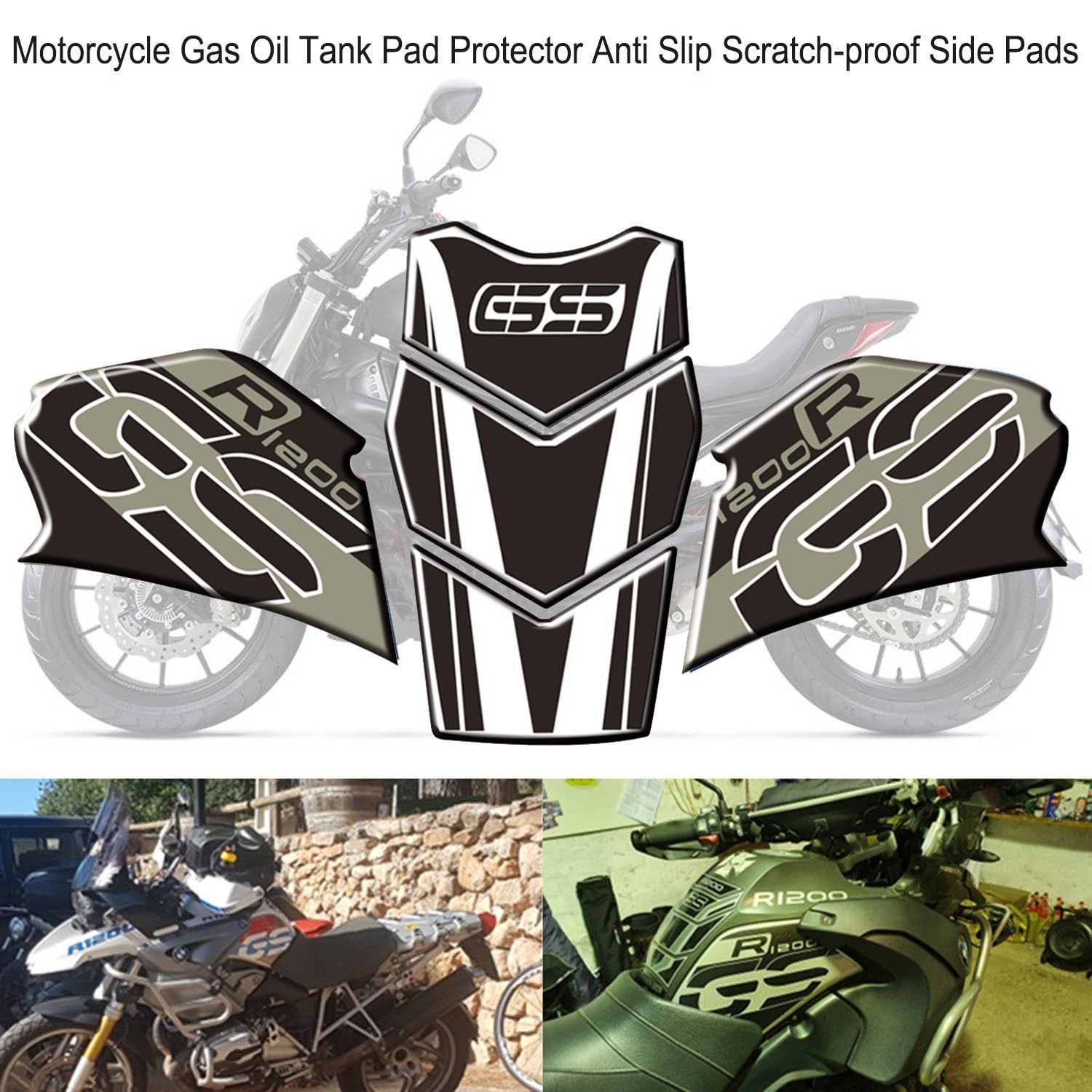 Motorcycle Gas Oil Tank Pad Protector Anti Slip Scratch-proof Knee Grip Traction Side Pads Replacement for BMW R1200GS 2008-2012