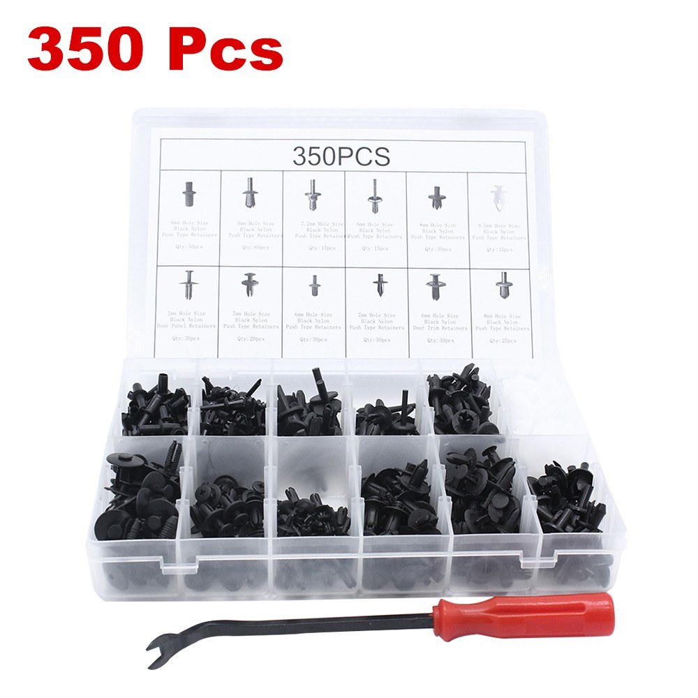 350 Pcs Car Retainer clips Body Plastic Rivets Fasteners Push Bumper Door Trim Panel Screws with Removal Tool