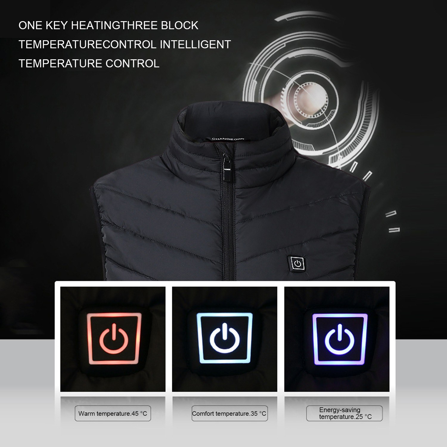 2019 Electric USB Heated Warm Security Intelligent Autumn and Winter Vest Men Women Heating Coat Jacket for Motorcycle Travelling Skiing Hiking