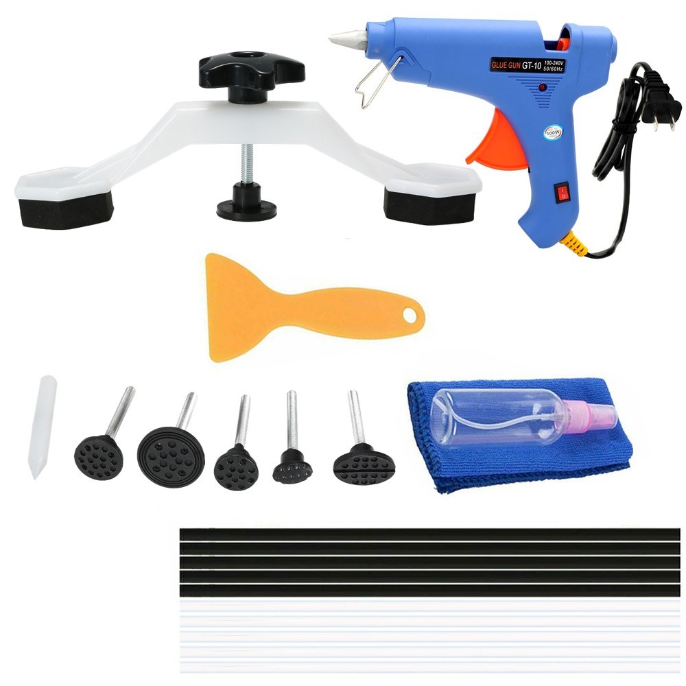 Paintless Dent Repair Tools Kit Bridge Dent Puller Removal Tool with Glue Gun Glue Sticks for Auto Body Motorcycle Refrigerator Washing Machine EU Plug