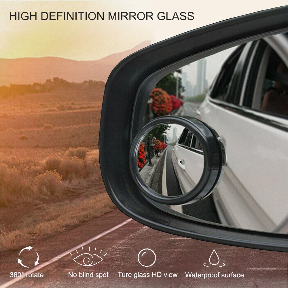 2 X Car 360° Blind Spot Mirror Adjustable Rear Side Wide Angle Round Convex Mirror Small Round Side Blindspot Rearview Parking Mirror