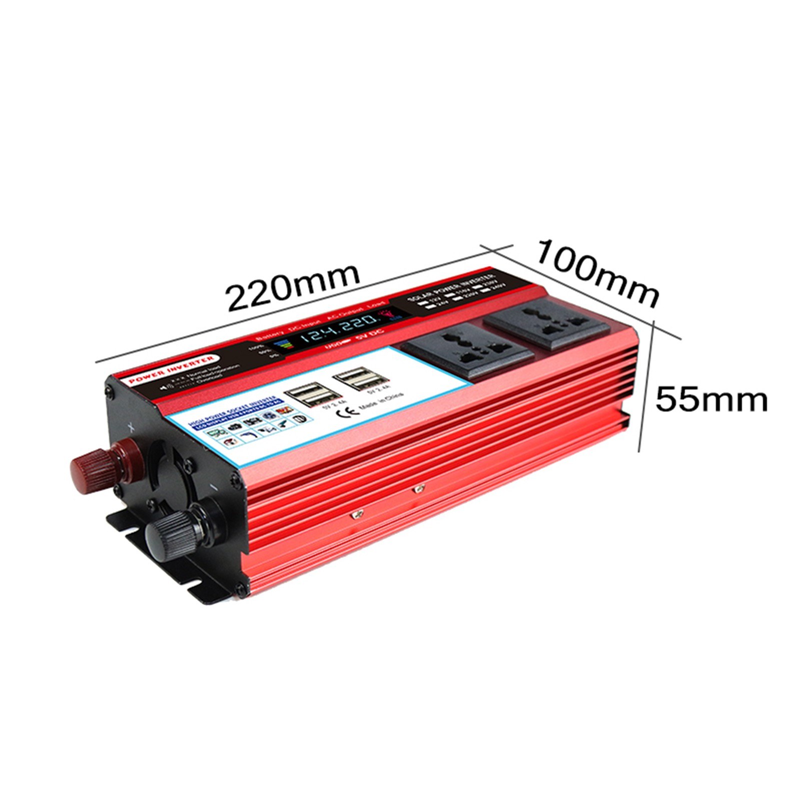 Power Inverter Vehicle Power Converter Universal Modified Sine Wave 1500W DC 12V to 220V AC