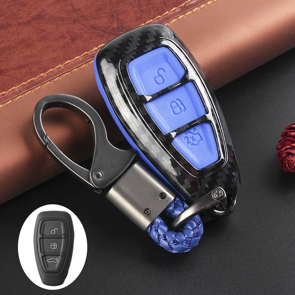 Carbon Fiber Remote Key Fob Case Shell Cover Compatible with Fords/Focus/Fiesta/Kuga/C-Max