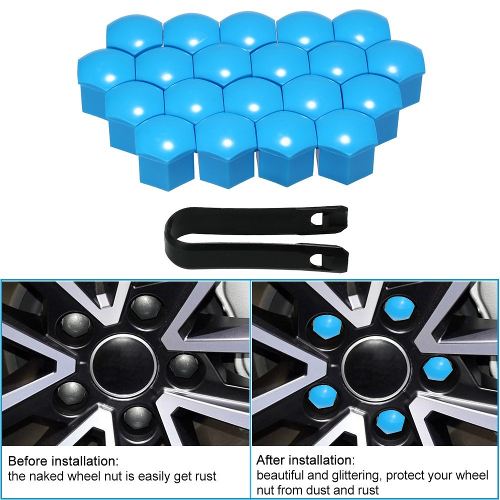 20pcs Universal 19mm Wheel Nut Covers Lug Nut Caps Screw Protector