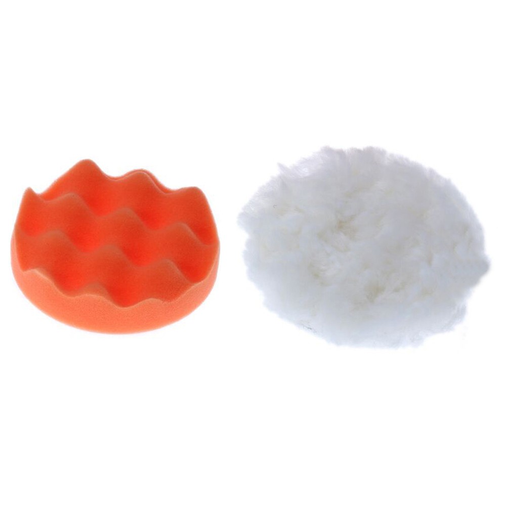 2pcs 5〃Car Foam Polishing Waxing Pad Kits Buffing Pad Polishing Wheel Sponge and Wool Buffing Pads Set for Polisher