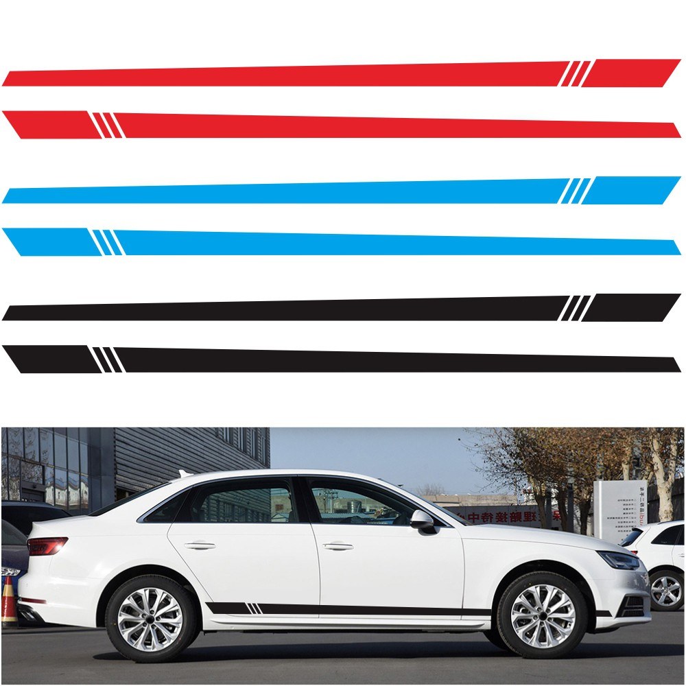 1Pair Car Sticker Side Door Stripes Sticker Racing Decal Auto Body Decor