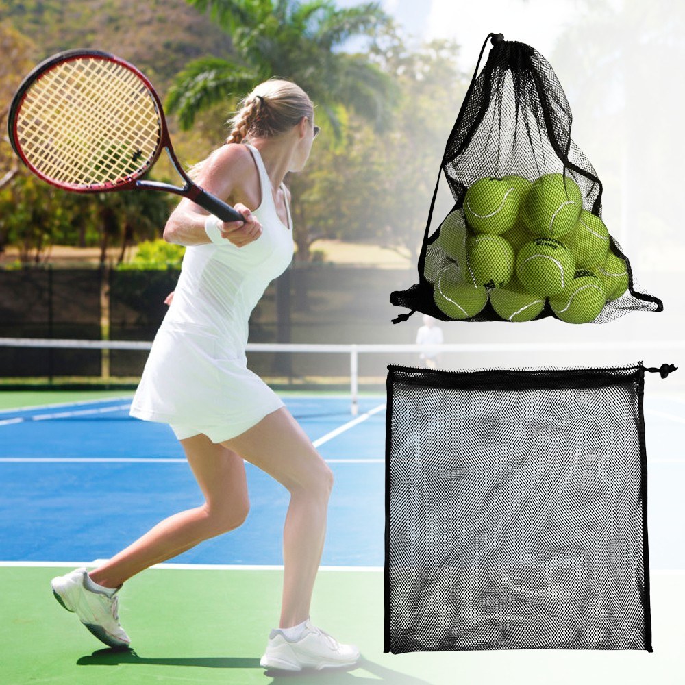 Mesh Sports Equipment Bag Drawstring Storage Sack for Tennis Squash Balls Shoes