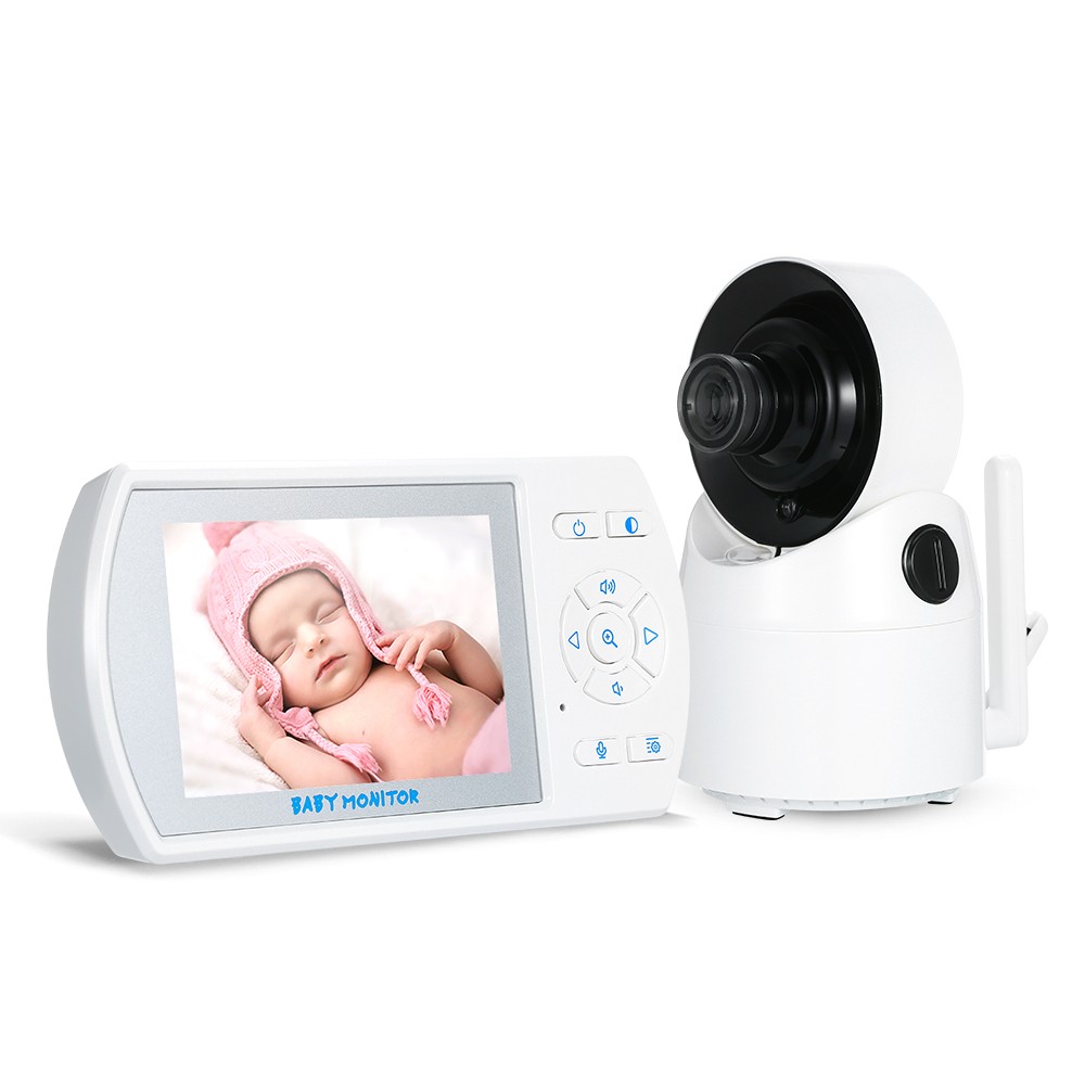 Wireless Baby Monitor 3.5'' LCD Screen 120° Wide Angle with 4 Lullabies Infrared Night Vision Two-way Talk Temperature Monitoring Zoom in Digital Video Baby Monitors