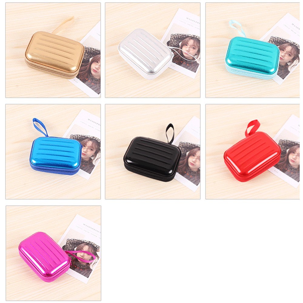 Creative Square Zipper Bag Headset Key Ring Storage Box Tinplate Storage Coin Purse Metal Case