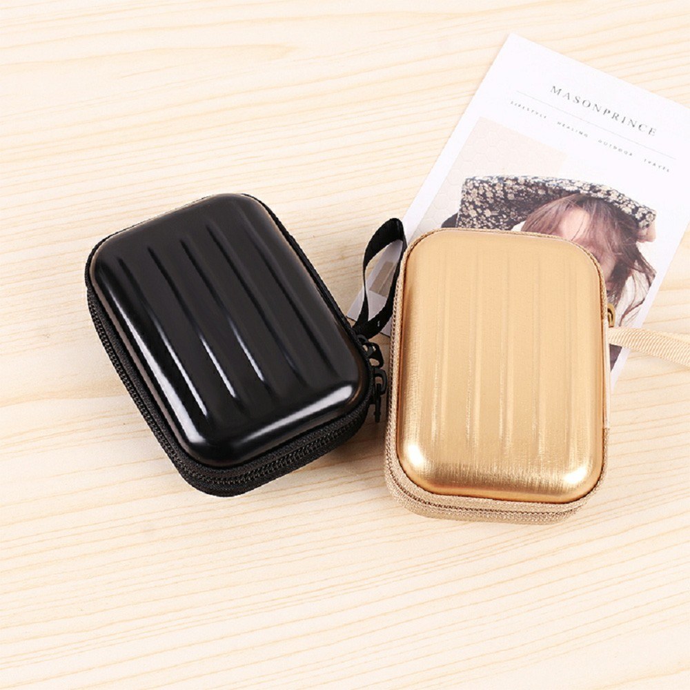 Creative Square Zipper Bag Headset Key Ring Storage Box Tinplate Storage Coin Purse Metal Case