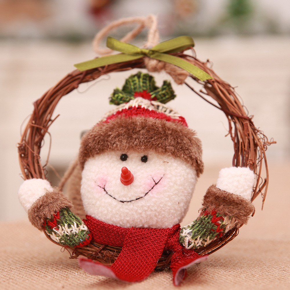 Xmas Home Decor Natural Rattan Wreath Santa, Snowman, Elk Wreath Crafts Happy Christmas Decoration Spring Wedding Wreath