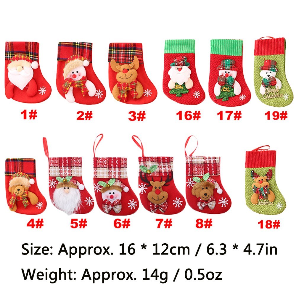 1PC Hanging Christmas Stocking Santa Snowman Reindeer Christmas Tree Fireplace Pendant Decoration Candy Bag Gifts Holiday Festive Xmas Ornament