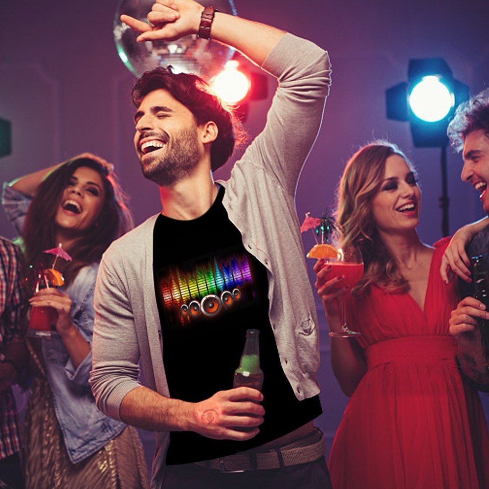 LED T-shirt Voice-activated Flash for Man and Woman Party Rock Disco Night Club