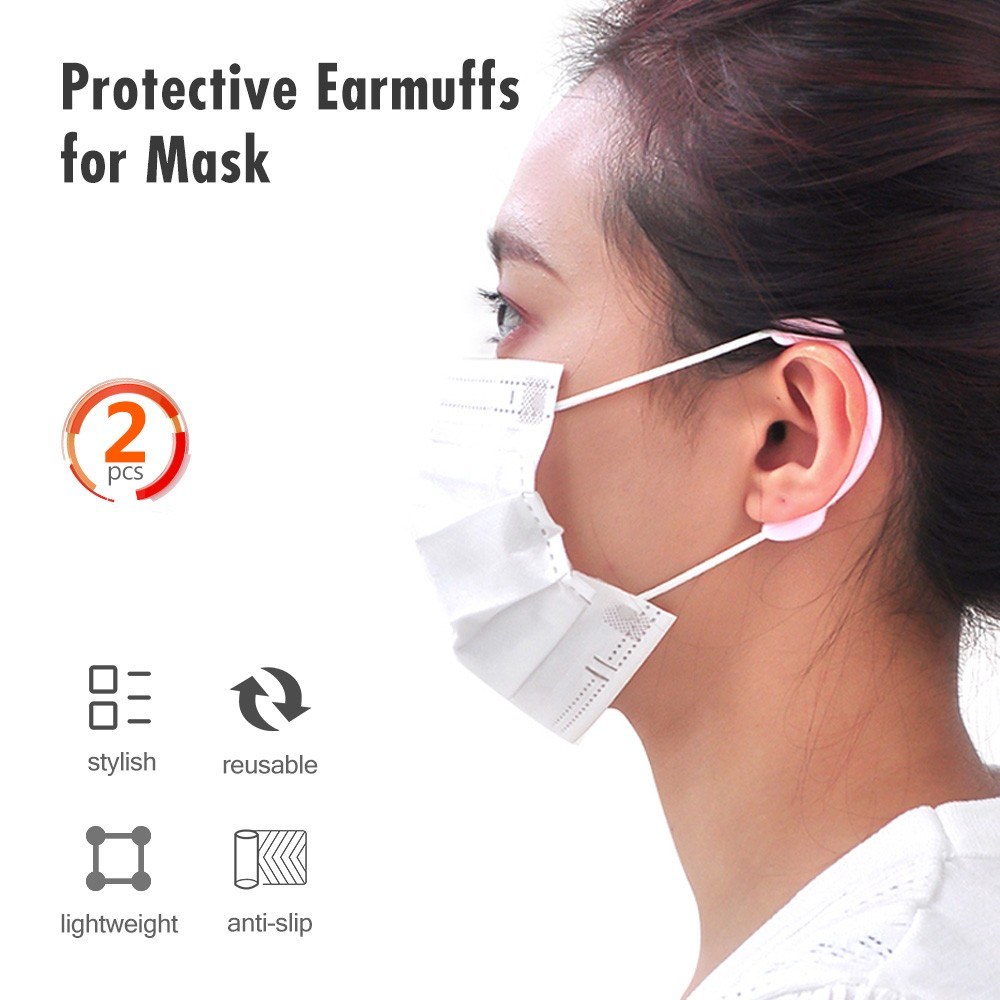 Silicone Ear Cap for Mask Reusable Earmuffs Anti-Slip for Adults and Children Ear Protector Ear Mask Hook Prevent Earache 2pcs