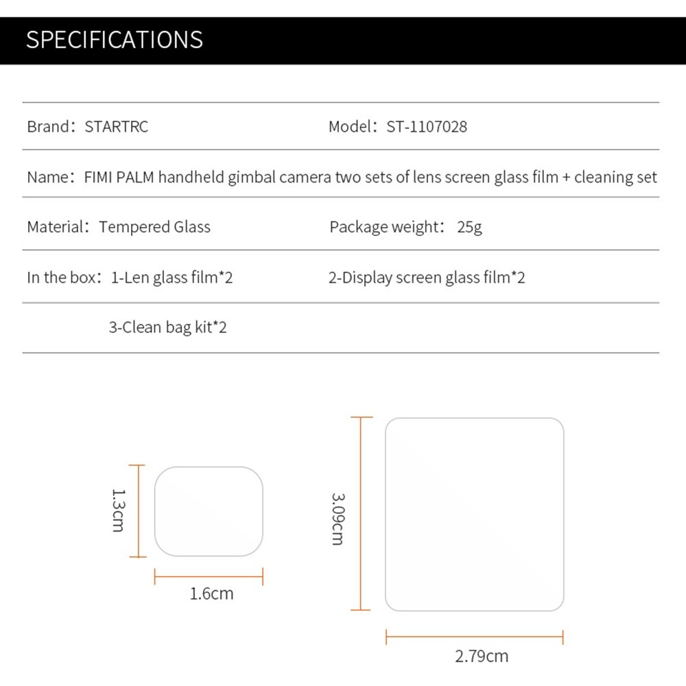 Compatible with FIMI PALM Gimbal Camera Lens Protector Display Screen Glass Film 9H High Hardness Tempered Glass